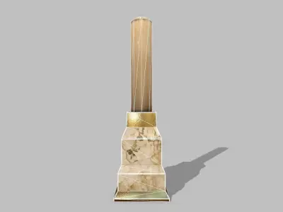 Table Set wooden chair Low-poly 3D model