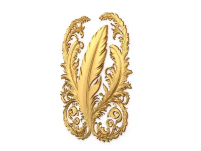 feather decor set wall mural 07 3D model