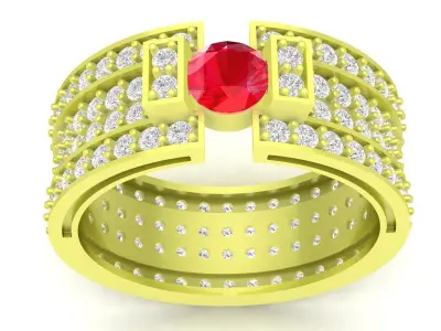 Luxury Multi Row Gemstone Men Ring 3D Model for Jewelry  3938 3D print model