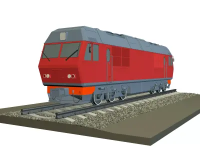 Train with wagons 3D model