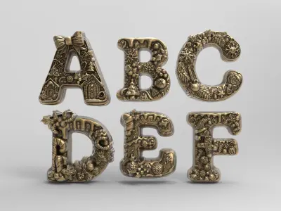 Alphapet  christmas decor A to F 3D print model