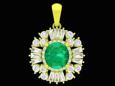 Luxury Oval Gemstone Halo Pendant 3D Model 4268 3D print model