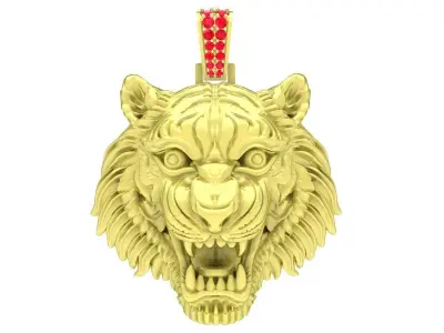 Tiger Head Pendant 3D Jewelry Model 02 3D print model