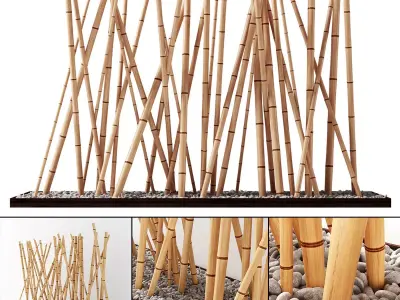 Bamboo decor fundament board pebble 3D model