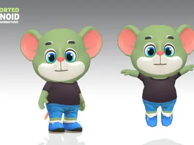 Mouse Rat Rodent Green Animated Rigged Low-poly 3D model