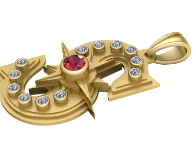 Gold Pendant Ruby  3D print model