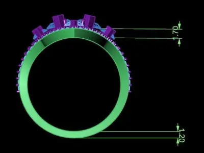 Elegant ring with marquise and pear gemstones 3D print model