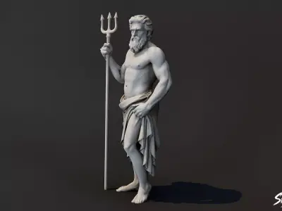 Poseidon Statue Low-poly 3D model