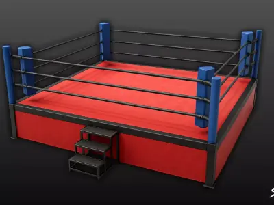 Boxing Ring Blue Corner Low-poly 3D model
