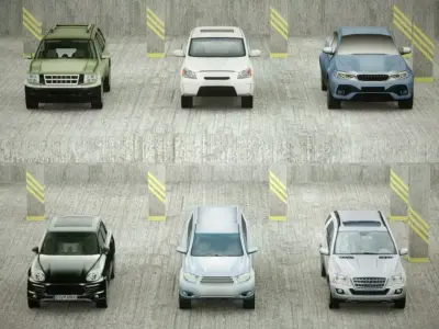 6 Low Poly hybrid SUVs Low-poly 3D model