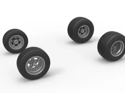 Wheel Set of Midget car Scale 1 to 25 3D print model