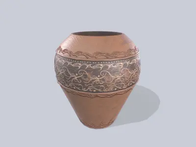 Clay pot Low-poly 3D model