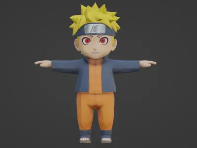 Stylized Ninja Boy Rigged Low-Poly Character Low-poly 3D model