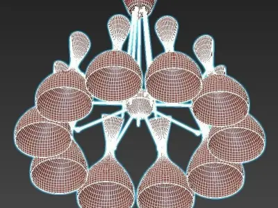 trumpet01 gold chandelier 3D model