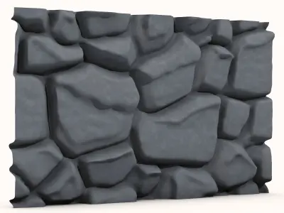 Large Rubble Stone Wall Kit 3D model