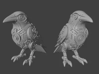 Industrial Crow Sculpture 3D print model