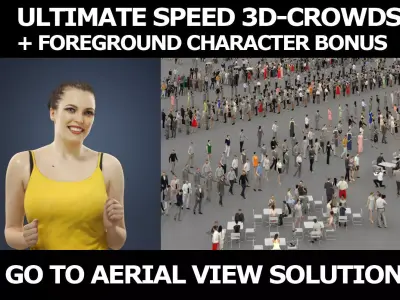 woman running Dream foreground 3d  crowds sport 3D Model Pack