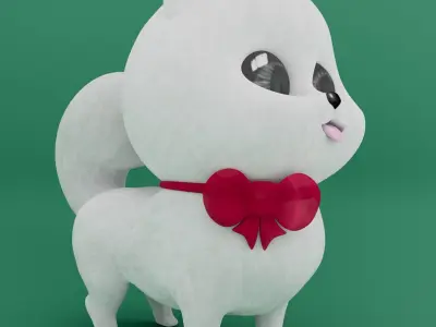 3d Pomeranian puppy dog Low-poly 3D model