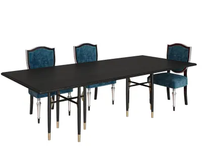 Dining table and chair luxury set by Alexandra 3D model