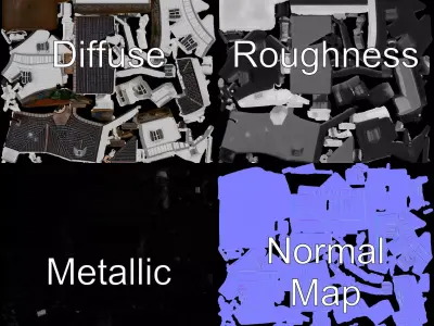 Charming Cottage House model pack Low-poly 3D model