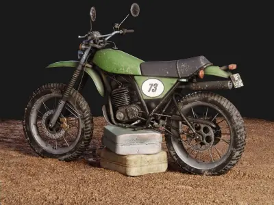 80s trail bike Low-poly 3D model