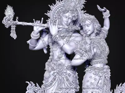 Radha Krishna 3D Print STL  3D print model