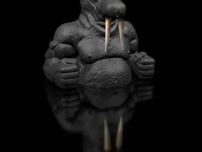 Walrus-Bust bust  Complete and Shared STL 3D  high polygon 3D print model