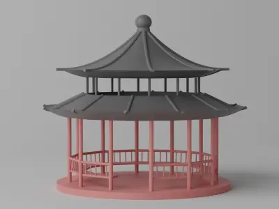 Cartoon Chinese Pavilion 1 3D model