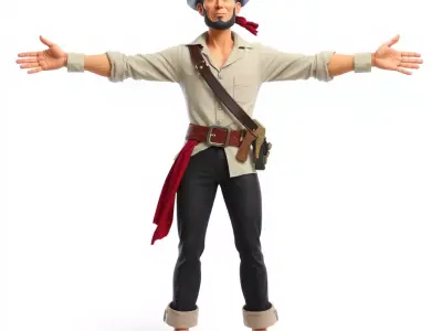 Animated Pirate Character model pack Low-poly 3D model
