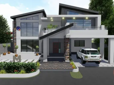 Modern Black and gray house 3D model