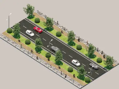 Road types Remastered  ID002 Free 3D model