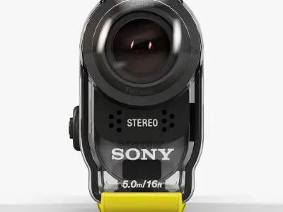 Sony HDR-AS100V action camera with Case Low-poly 3D model
