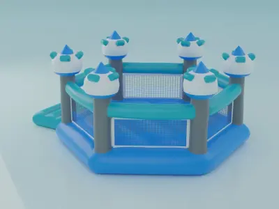 Inflatable blue hexagon castle 3D model