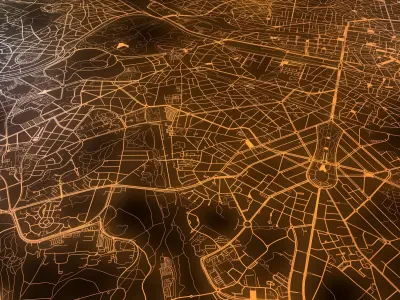 Streets Railroad and car roads Brussels Belgium 3D model