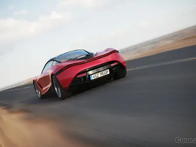 Sport car next to shore scene SWR 3D model