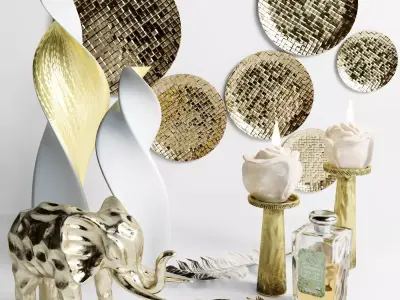 Decor collection Candle and figurine of an elephant 3D model