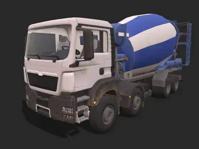Concrete Mixer Low-poly 3D model