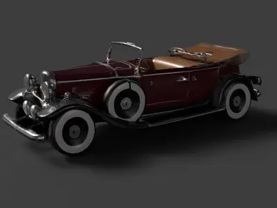 Chinese vintage car  figure  Low-poly 3D model