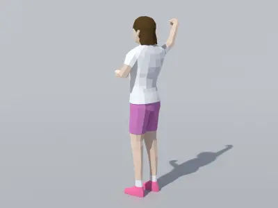 Low Poly Girl Celebrating Low-poly 3D model