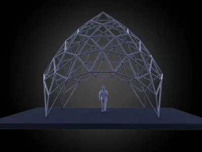 Dome pointed triangulated wire-frame structure geodesic design Low-poly 3D model