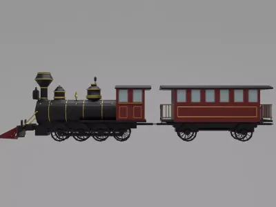 Locomotive steam Low-poly 3D model