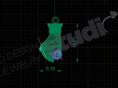Luxury art design of hand pendant with gem 3d model 3D print model