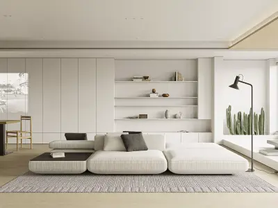 Modern living room dining room interior scenes 565 3D model