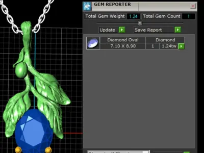Pendant Flower with emerald 3D print model