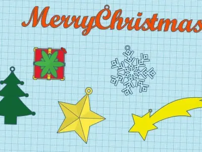 Pack of 6 Christmas Decorations 3D print model