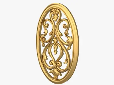 Classic oval rosette  01 3D model