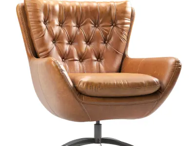 Wells Leather Swivel Armchair 3D model