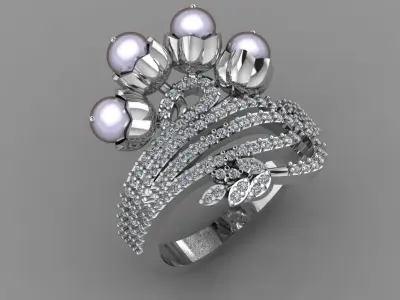 Perls With daimond Ring  3D printable Model mode 3D print model 3D print model