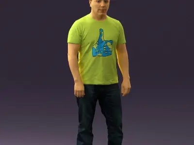 Man in golden shirt 0554 3D model