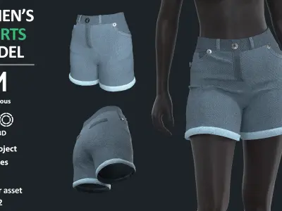 5 WOMEN SHORTS - Marvelous clo3d zprj obj fbx 3D model